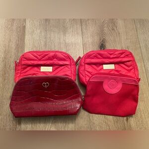 Shiseido ginza tokyo set of 4 red cosmetic makeup bags new